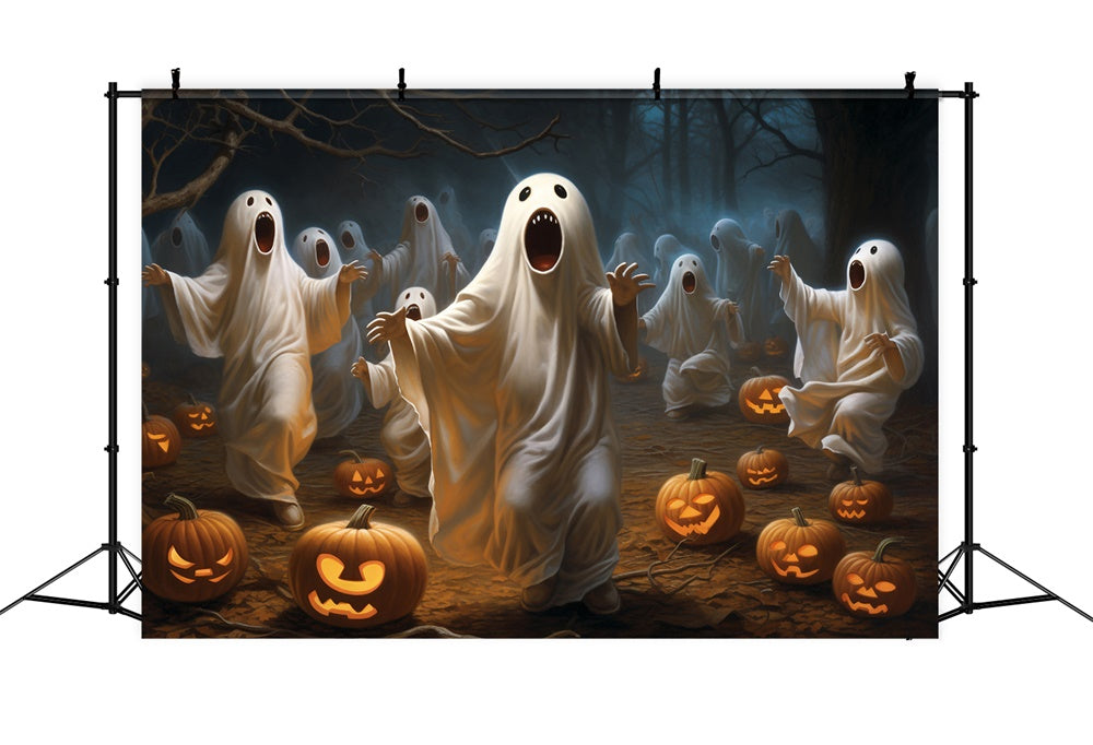 Sfondo Del Fantasma Del Cimitero Della Notte Spettrale Di Halloween RR7-412