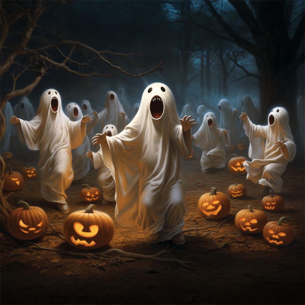 Sfondo Del Fantasma Del Cimitero Della Notte Spettrale Di Halloween RR7-412
