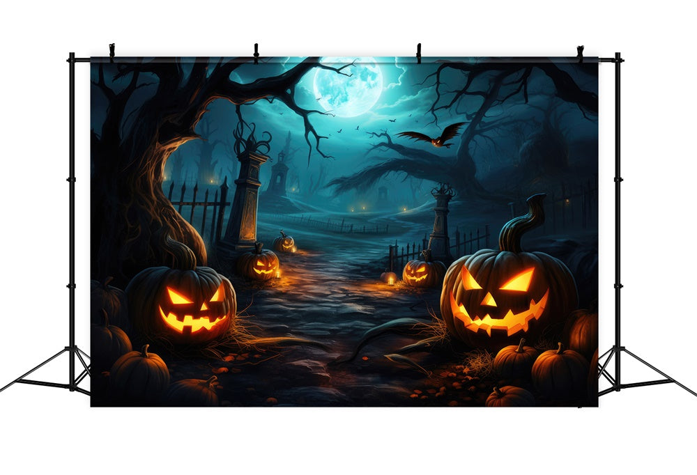 Sfondo Di Zucca Spettrale Di Halloween Forest Night RR7-416