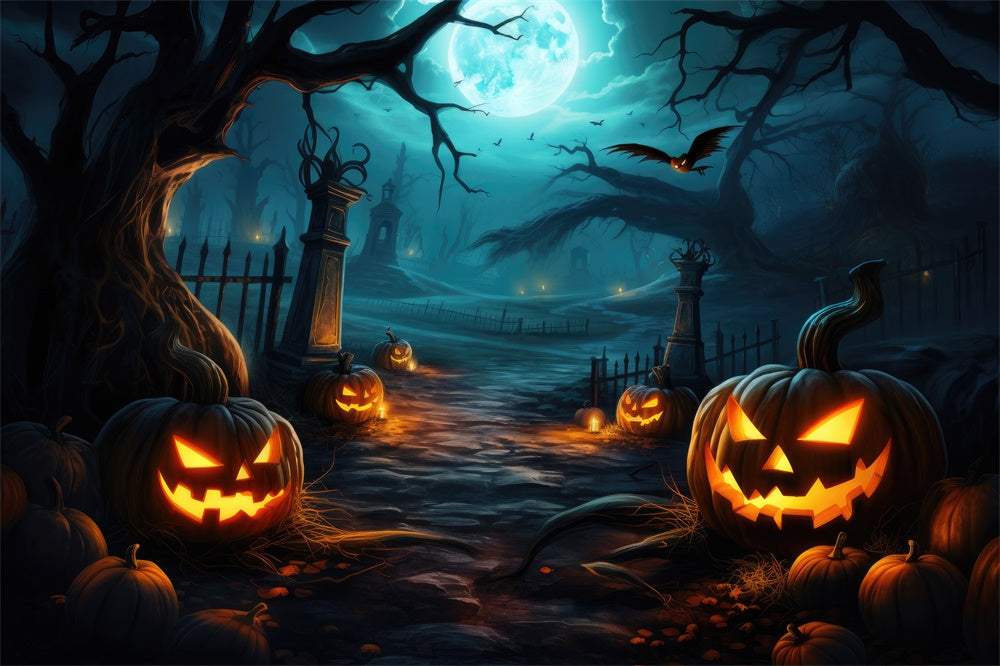 Sfondo Di Zucca Spettrale Di Halloween Forest Night RR7-416