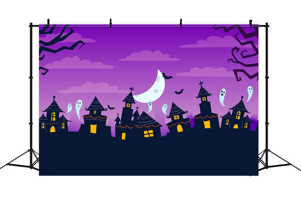 Sfondo Di Case Stregate Di Halloween Disegnate A Mano RR7-420