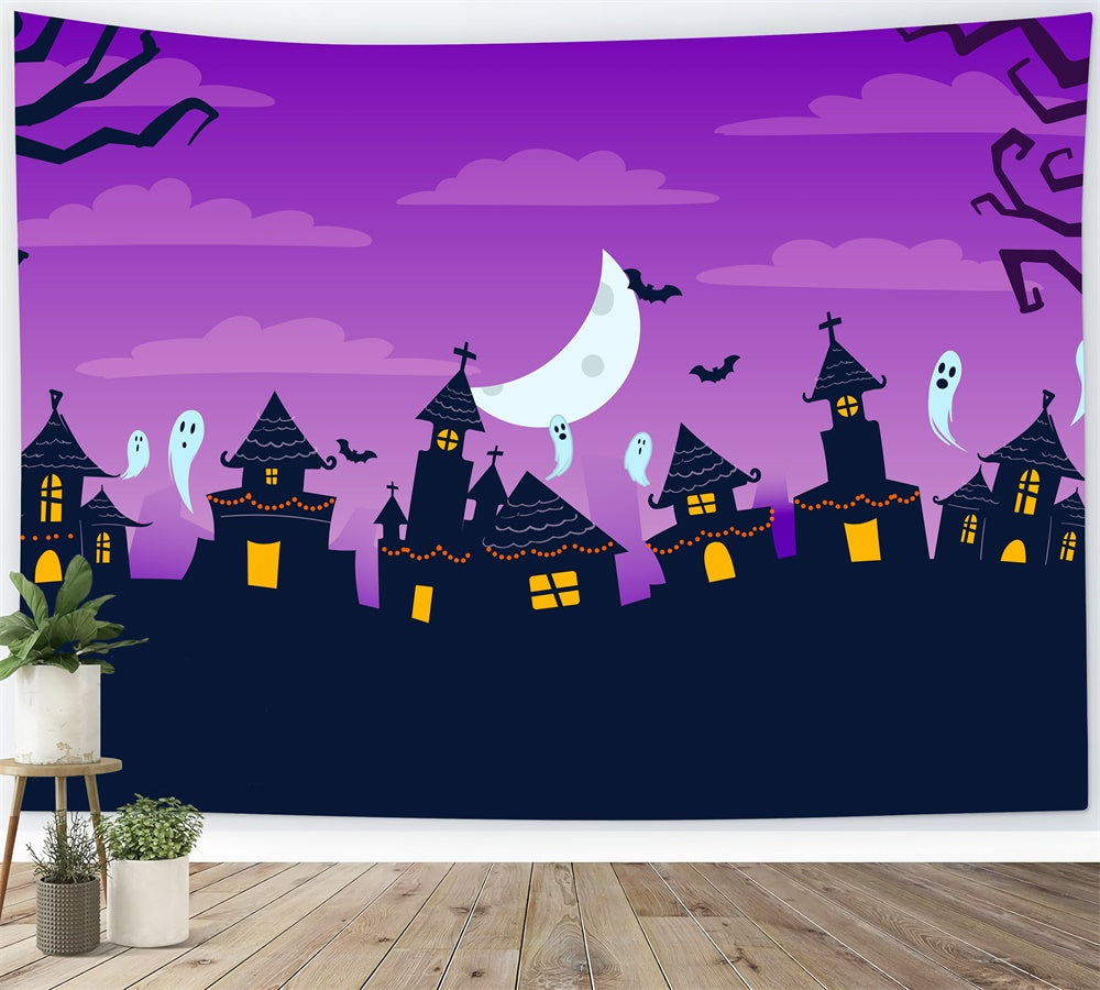 Sfondo Di Case Stregate Di Halloween Disegnate A Mano RR7-420