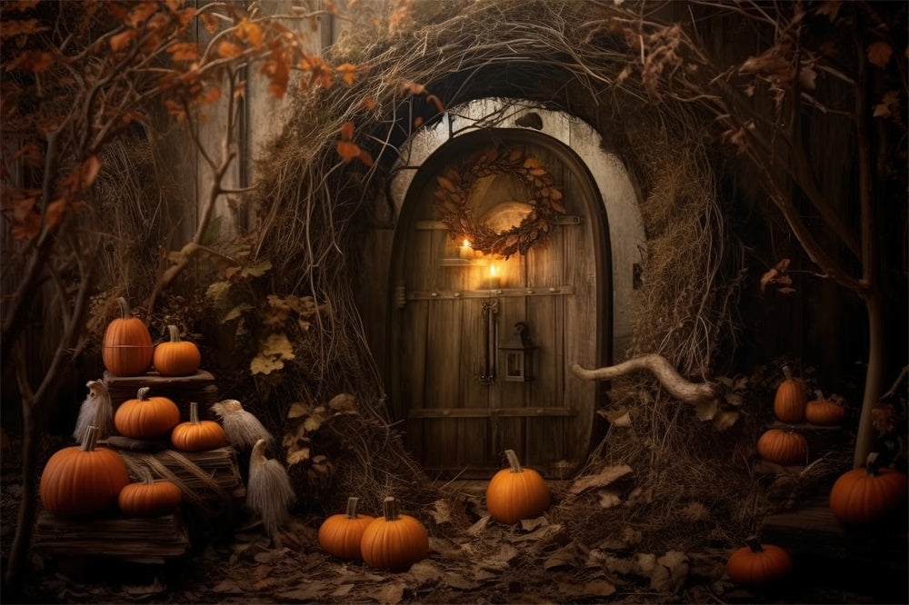 Sfondo Di Zucche Di Cabina Abbandonata Di Halloween RR7-424