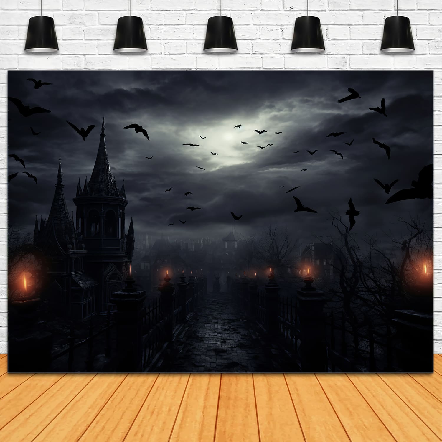 Sfondo Di Pipistrelli Di Halloween Horror Night House RR7-43