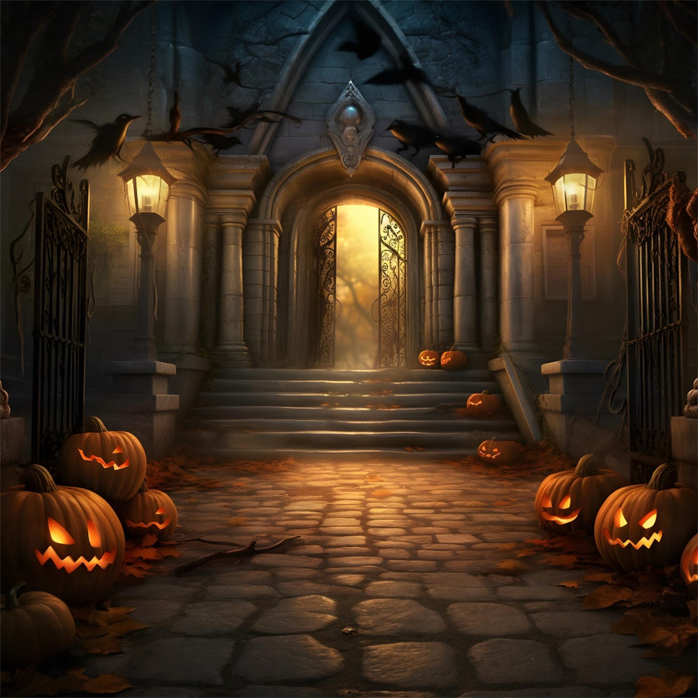 Sfondo Di Zucche Di Halloween Spaventoso Witch House RR7-430