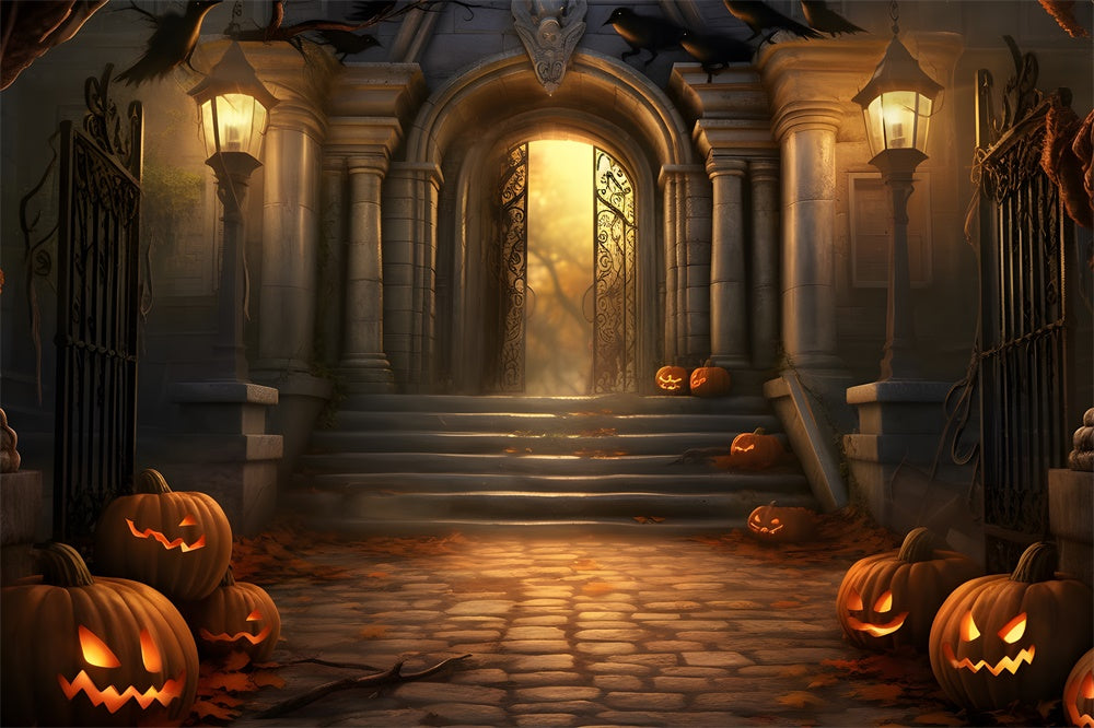Sfondo Di Zucche Di Halloween Spaventoso Witch House RR7-430
