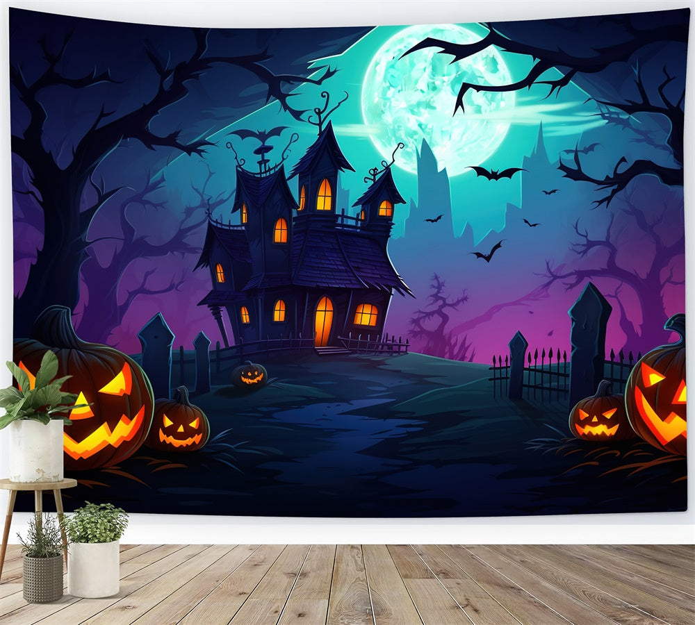 Sfondo Della Tomba Della Casa Della Strega Di Halloween Moon Night RR7-432