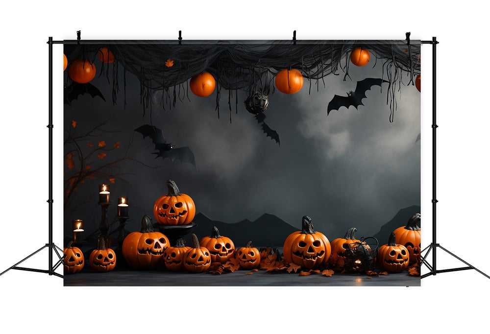 Sfondo Di Pipistrello Zucca Da Muro Vintage Di Halloween RR7-433