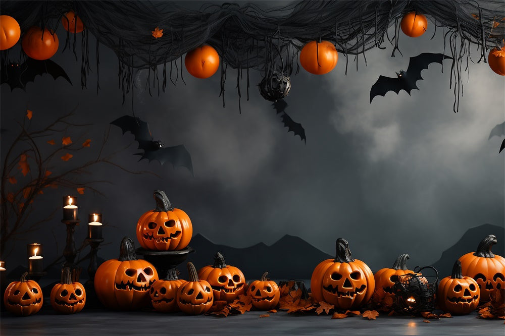 Sfondo Di Pipistrello Zucca Da Muro Vintage Di Halloween RR7-433