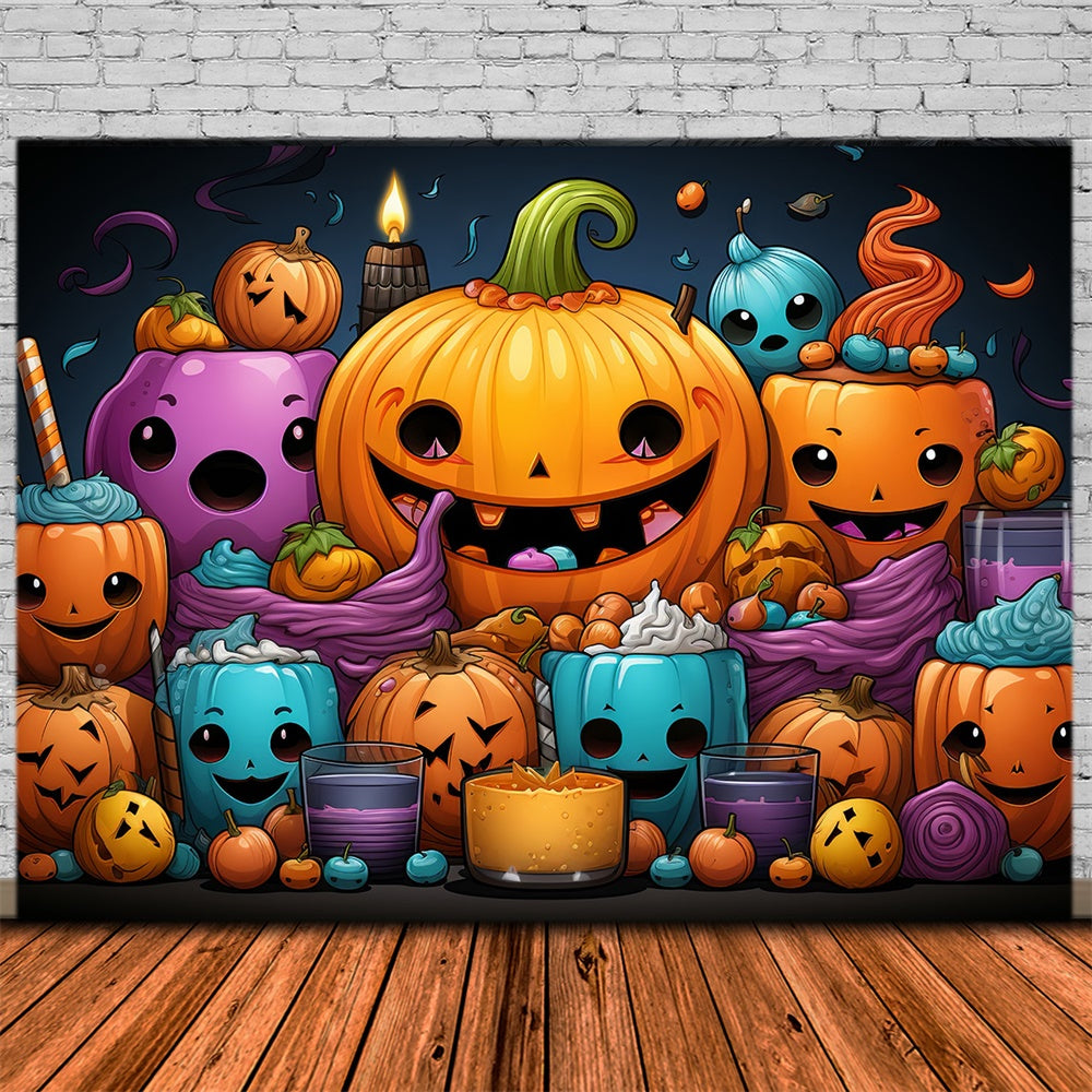 Sfondo Di Zucche Curve Colorate Di Halloween RR7-434