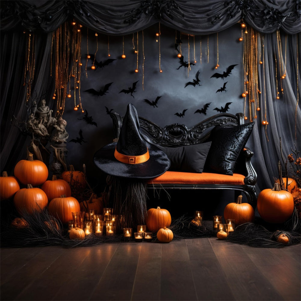 Sfondo Di Halloween Da Parete Decorato Con Candela Di Zucca RR7-452