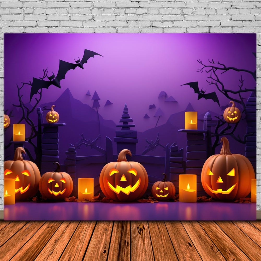 Sfondo Fotografico Con Zucca Di Halloween E Pipistrelli RR7-453