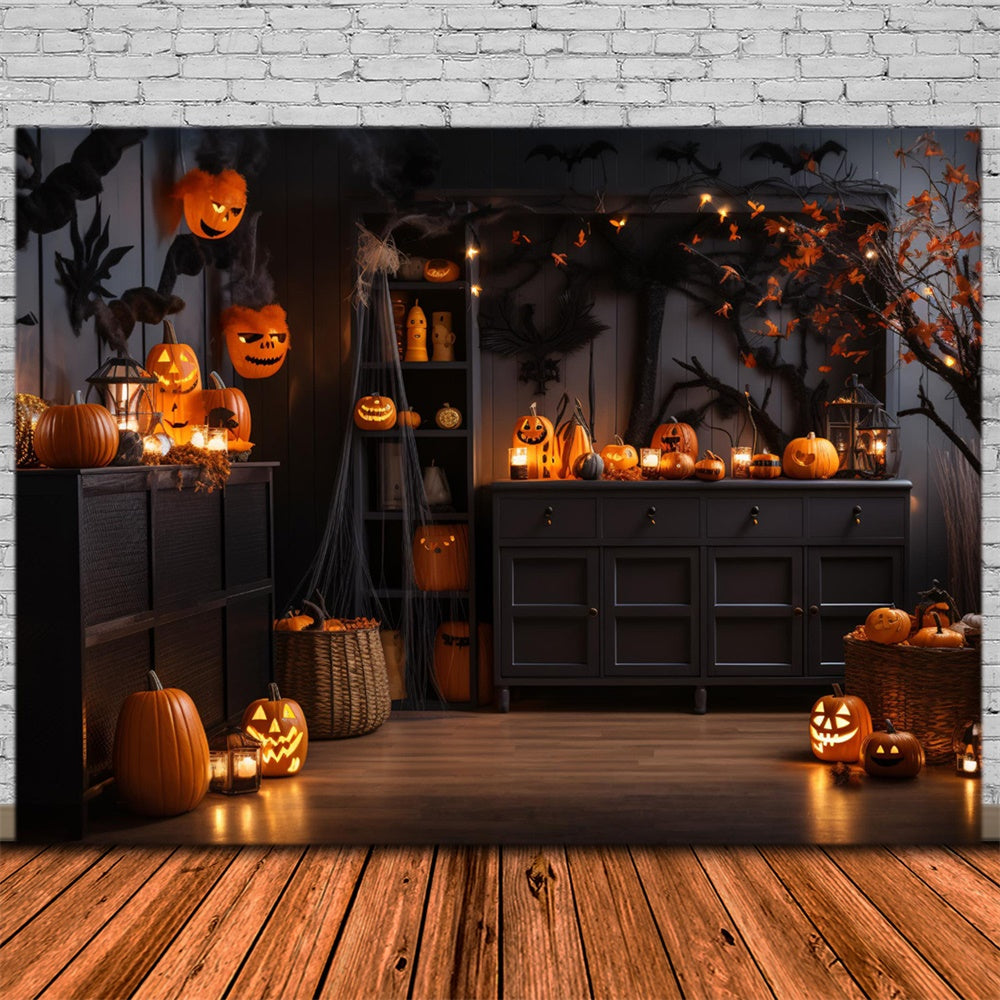 Sfondo Della Stanza Delle Lanterne Della Zucca Di Halloween RR7-474
