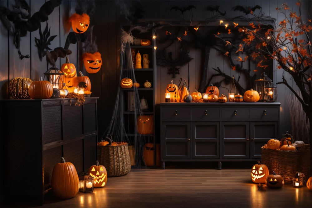 Sfondo Della Stanza Delle Lanterne Della Zucca Di Halloween RR7-474
