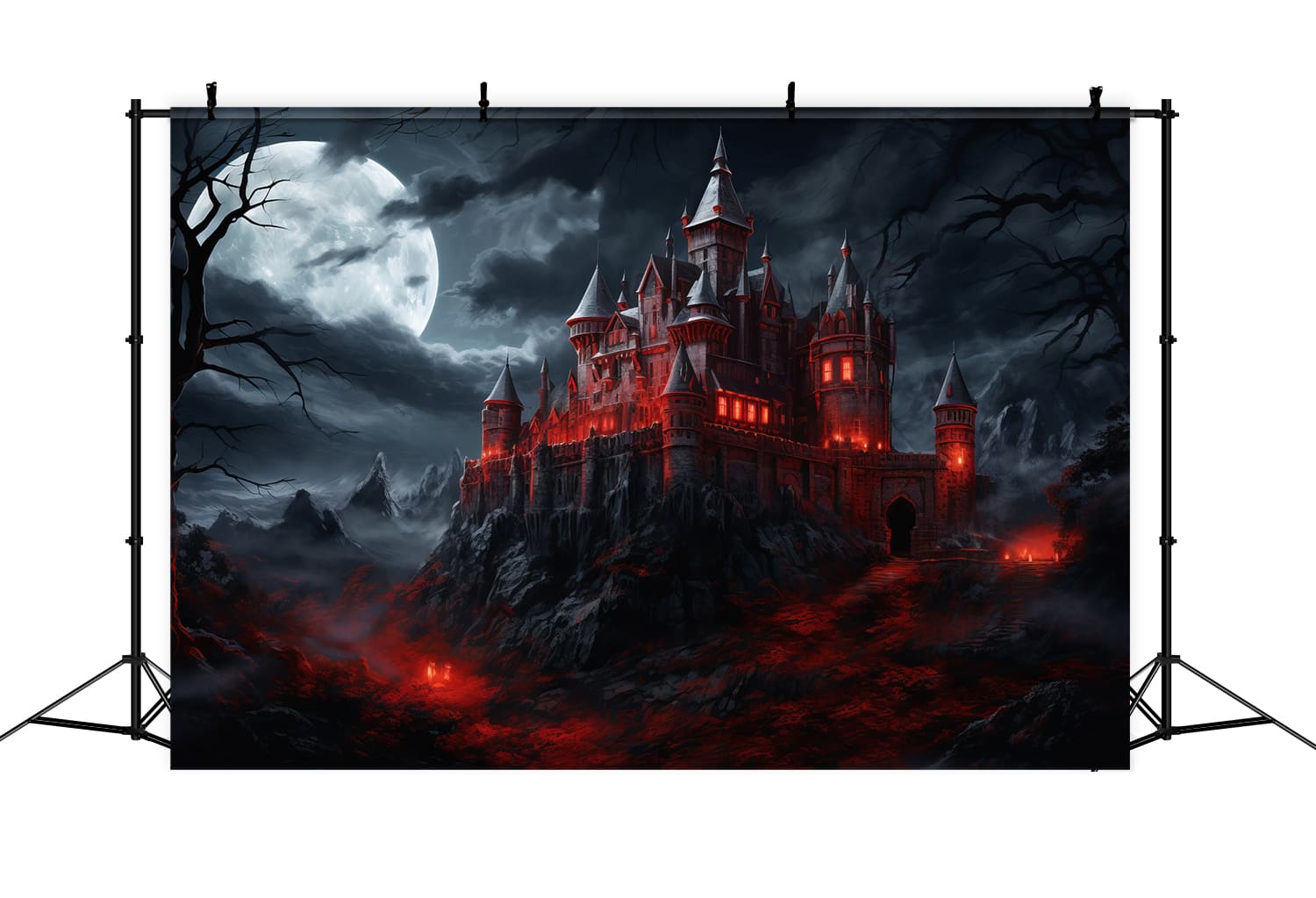 Sfondo Del Castello Luminoso Spettrale Di Halloween RR7-48