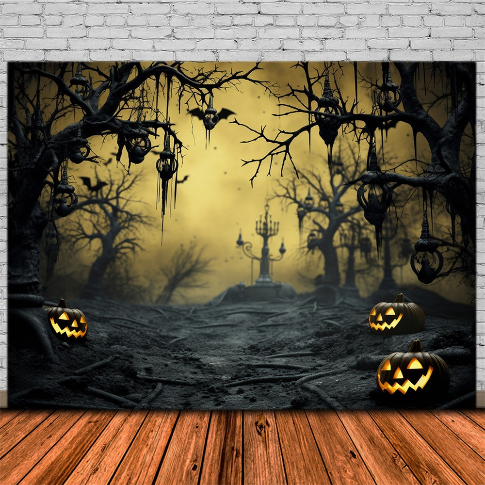 Sfondo Di Zucca Di Alberi Appassiti Di Boschi Di Halloween RR7-480