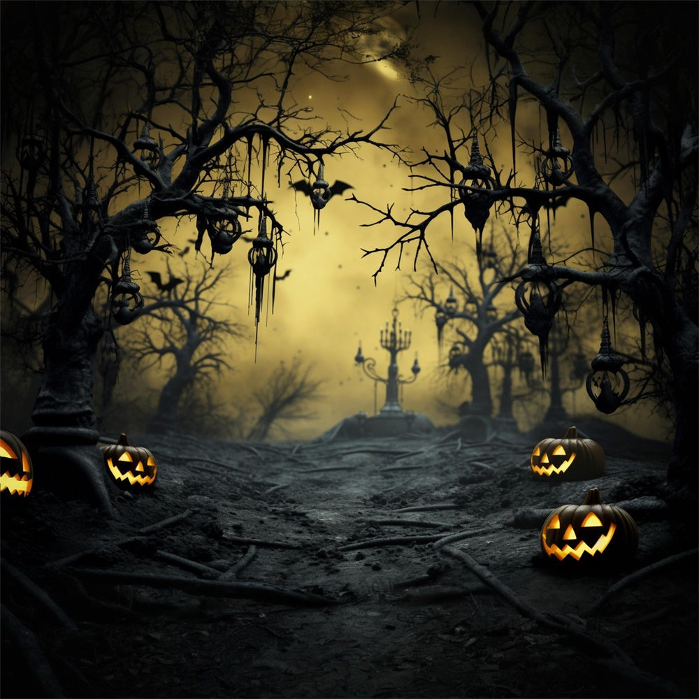 Sfondo Di Zucca Di Alberi Appassiti Di Boschi Di Halloween RR7-480