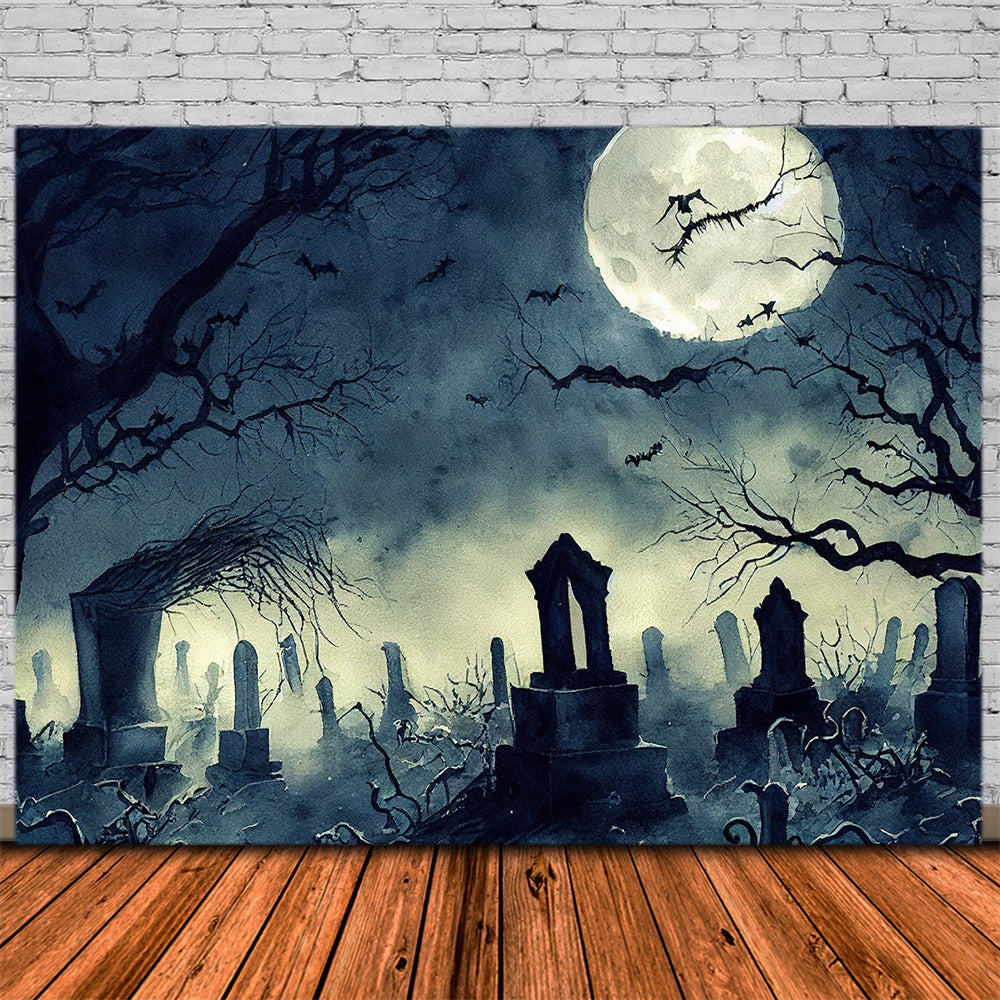 Sfondo Di Alberi Appassiti Del Cimitero Di Halloween RR7-495