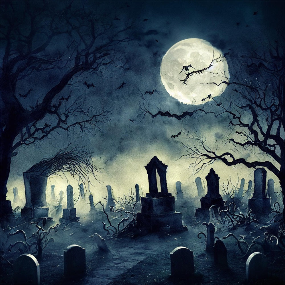 Sfondo Di Alberi Appassiti Del Cimitero Di Halloween RR7-495