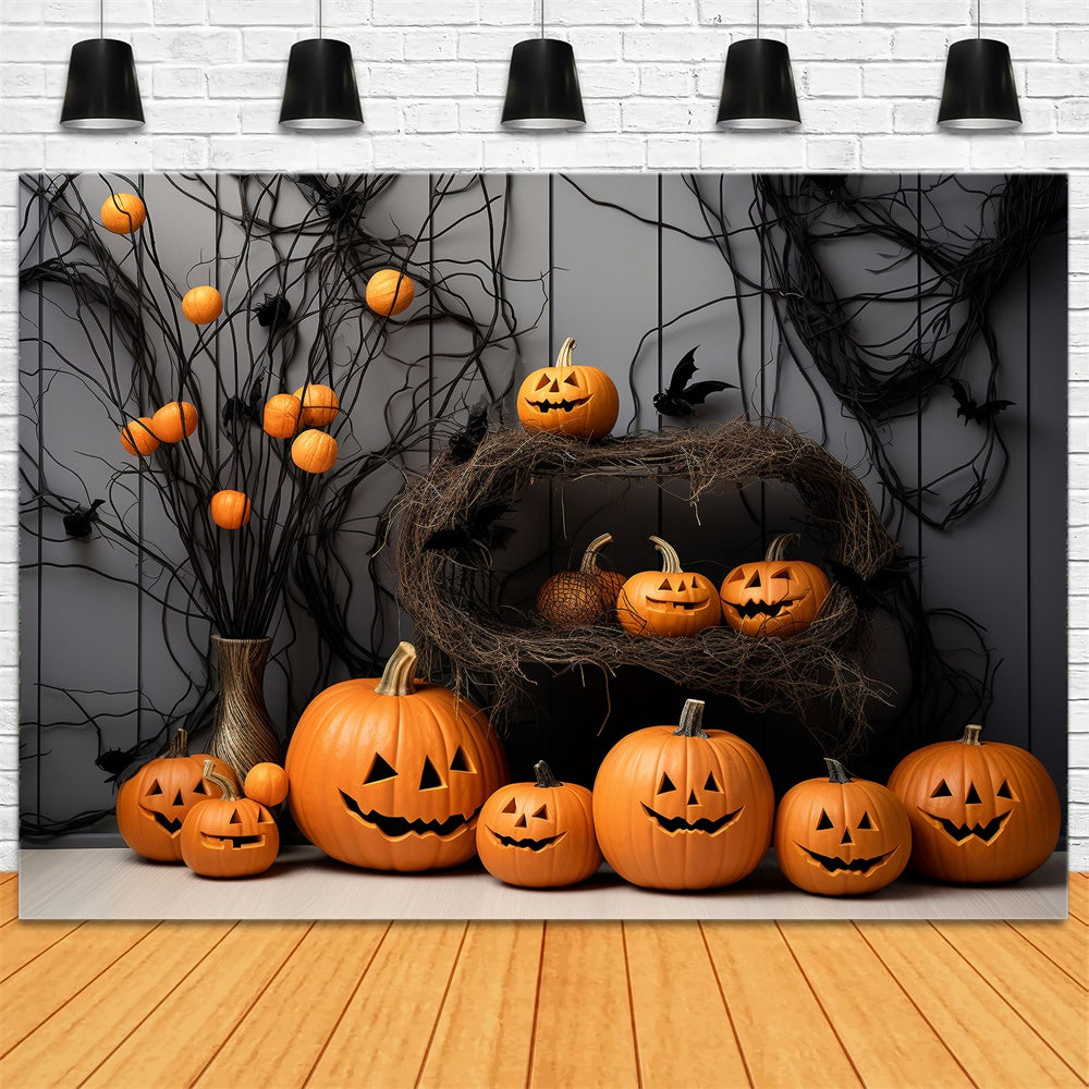 Sfondo Fotografico Con Zucche Curve Di Halloween R7-497