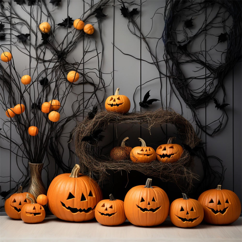 Sfondo Fotografico Con Zucche Curve Di Halloween R7-497
