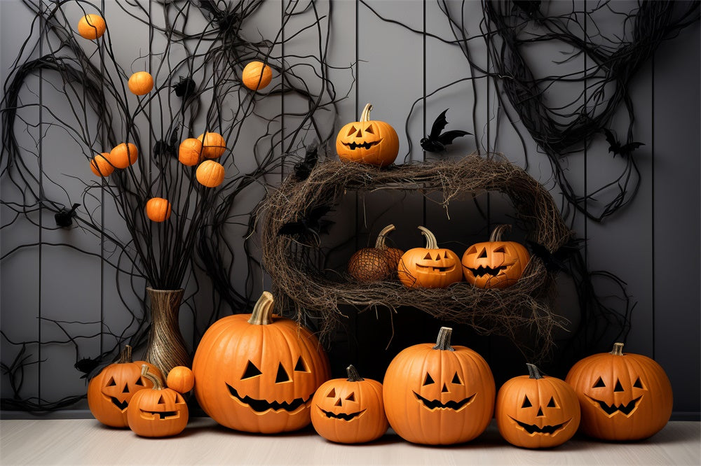 Sfondo Fotografico Con Zucche Curve Di Halloween R7-497