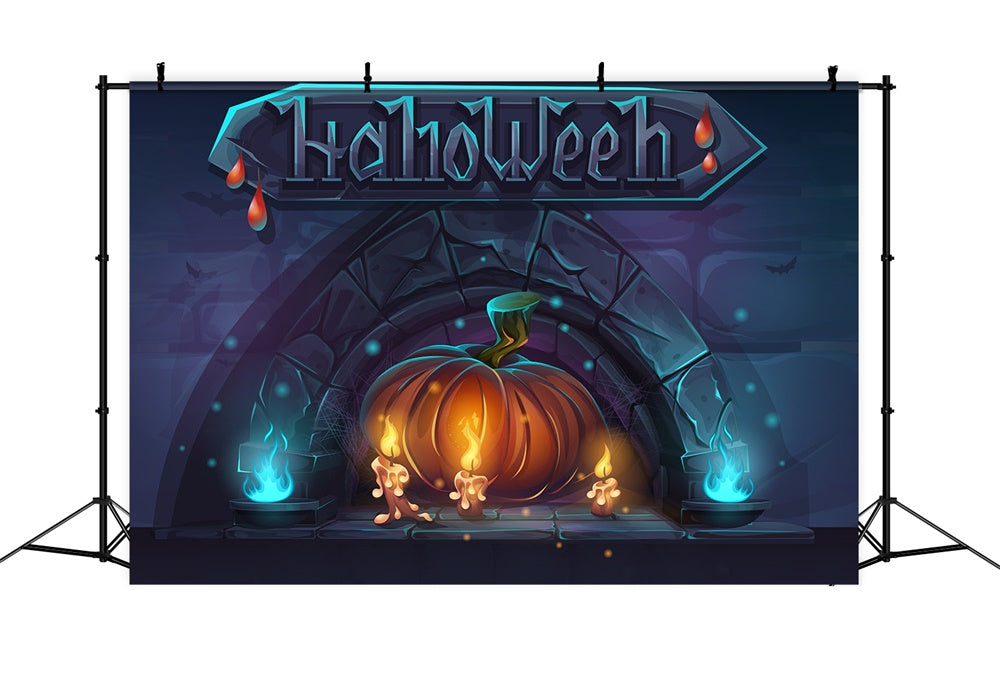 Sfondo Fotografico Con Candele E Zucche Di Halloween RR7-499