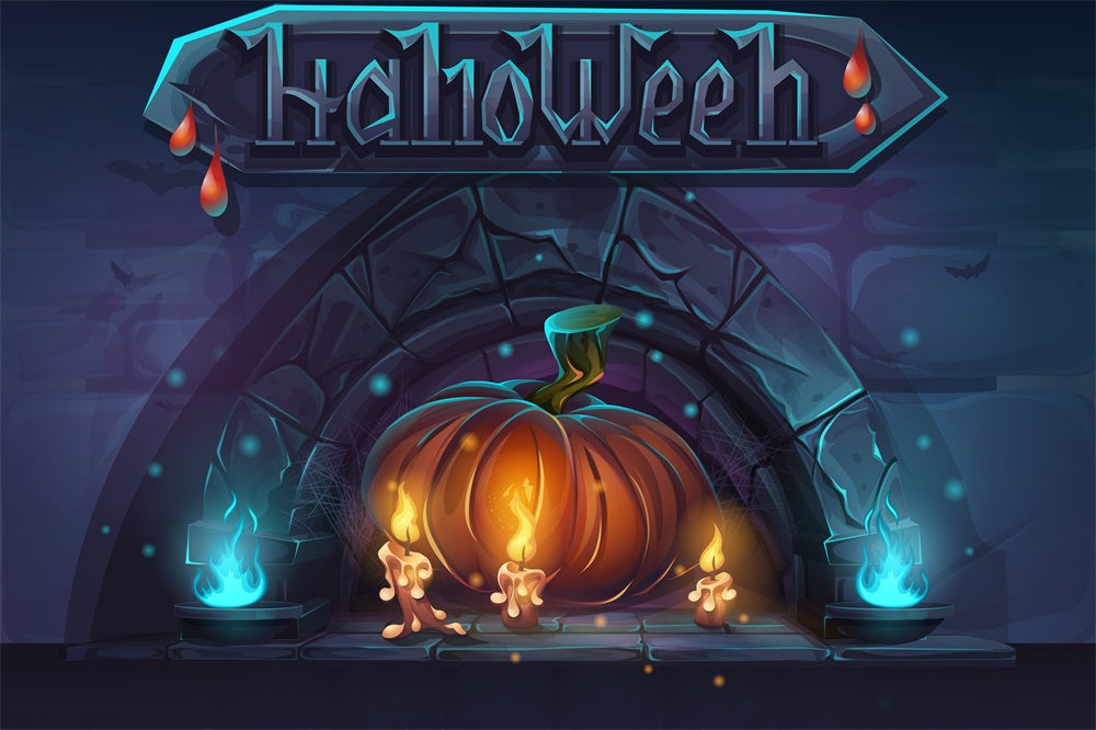 Sfondo Fotografico Con Candele E Zucche Di Halloween RR7-499