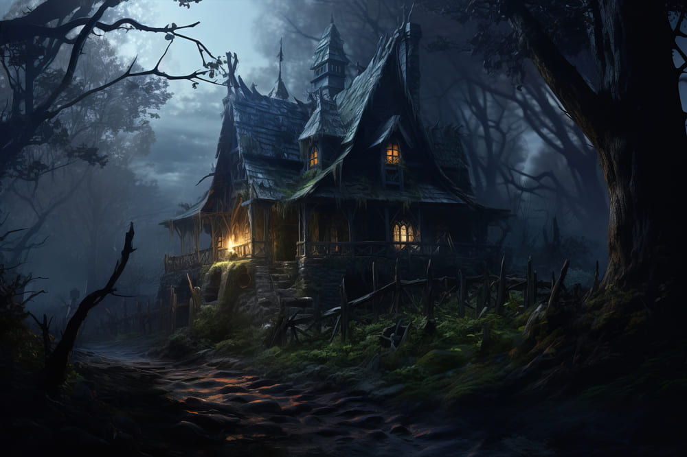 Sfondo Fotografico Della Casa Della Strega Di Halloween RR7-50