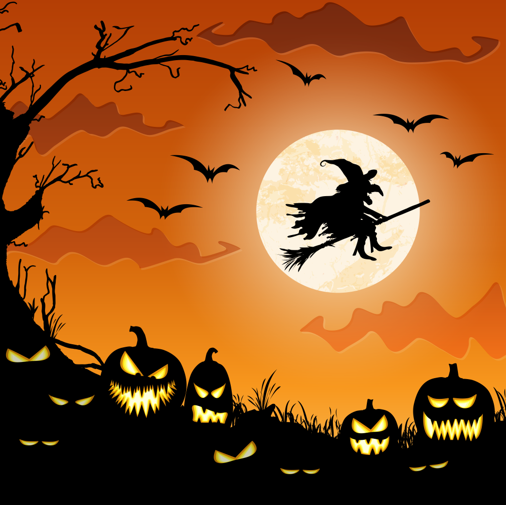 Sfondo Di Halloween Dusk Evil Zucca Strega RR7-504