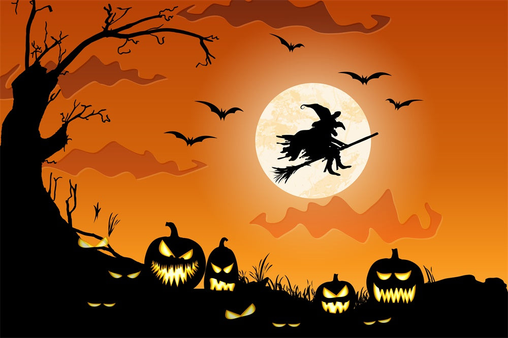Sfondo Di Halloween Dusk Evil Zucca Strega RR7-504