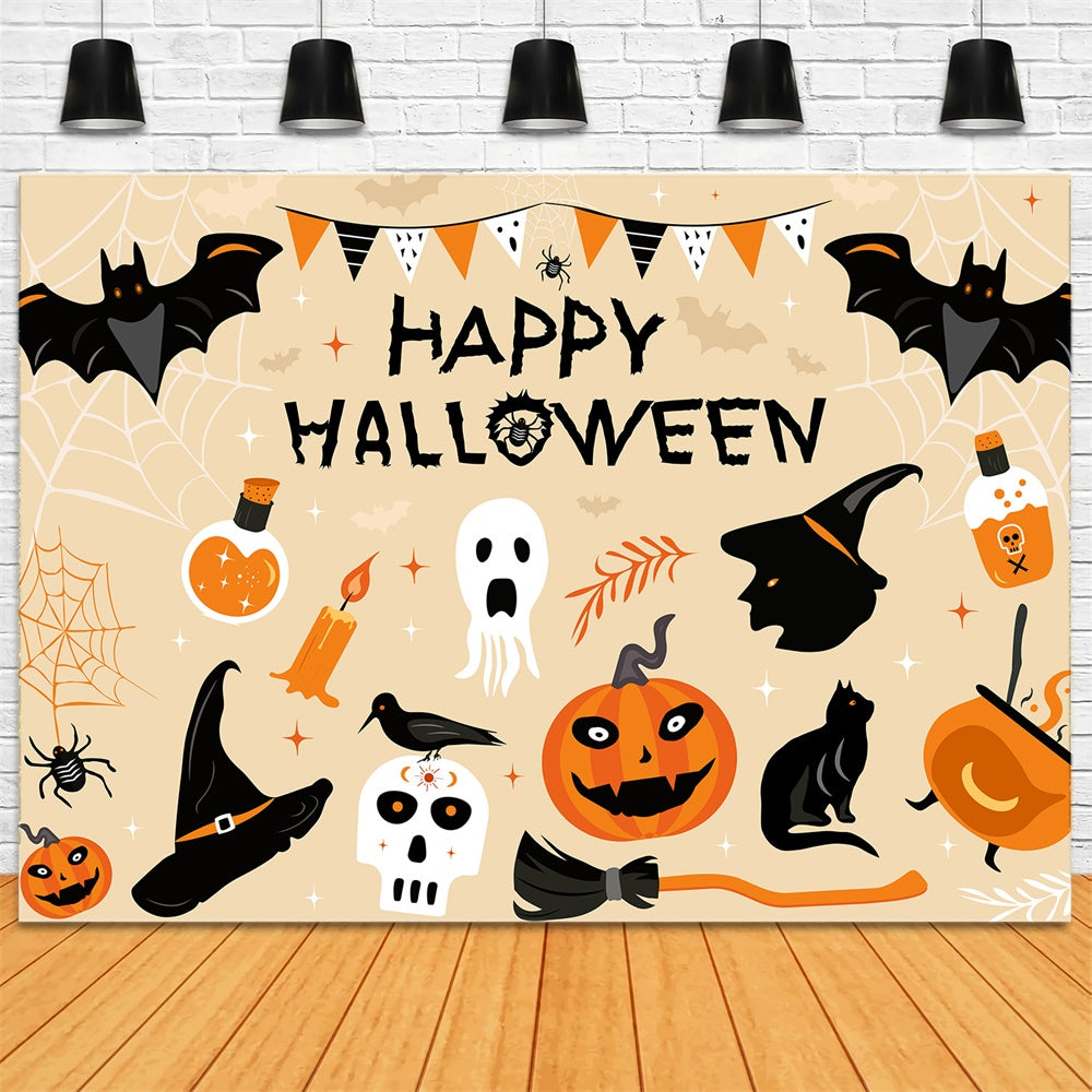 Sfondo Di Zucca Con Fantasmi Di Halloween Felice RR7-506