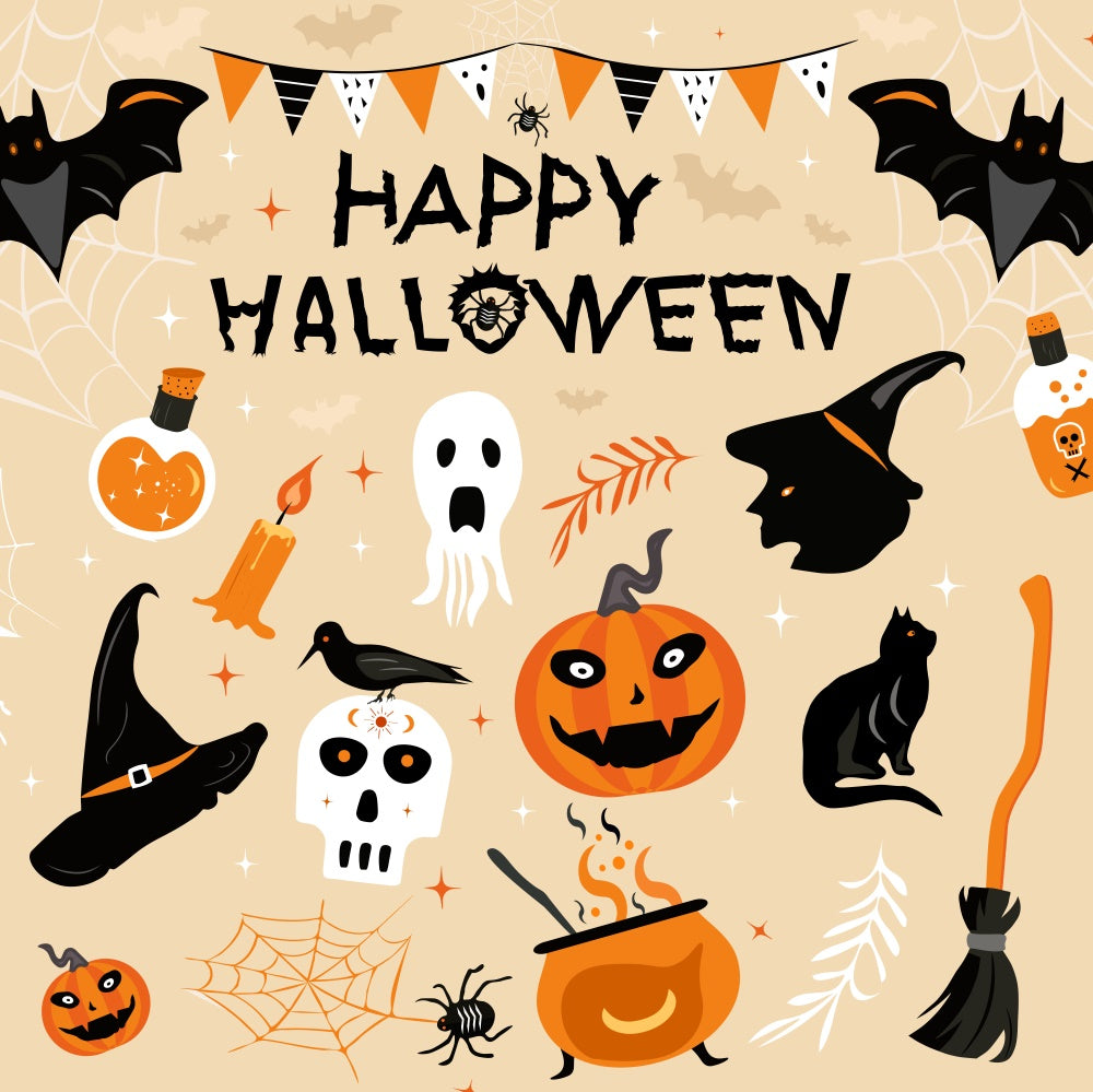 Sfondo Di Zucca Con Fantasmi Di Halloween Felice RR7-506