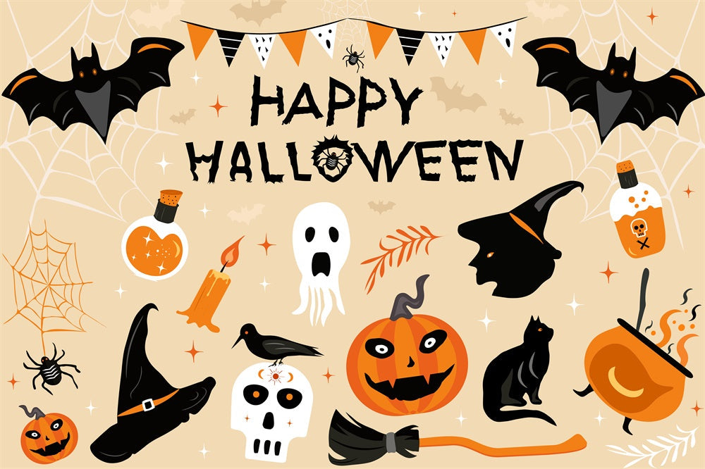 Sfondo Di Zucca Con Fantasmi Di Halloween Felice RR7-506