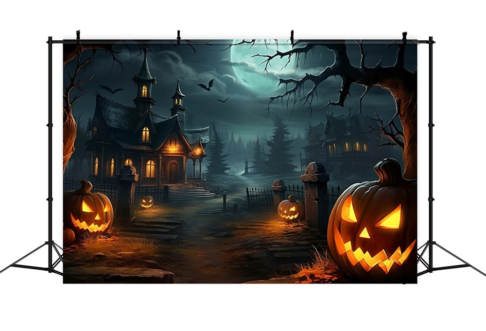 Sfondo Di Zucca Foresta Casa Spettrale Di Halloween RR7-512