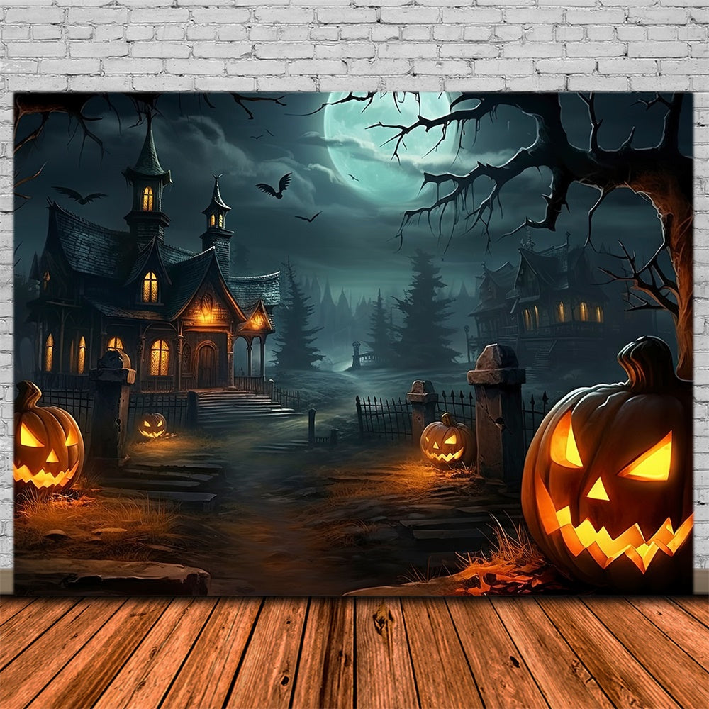 Sfondo Di Zucca Foresta Casa Spettrale Di Halloween RR7-512