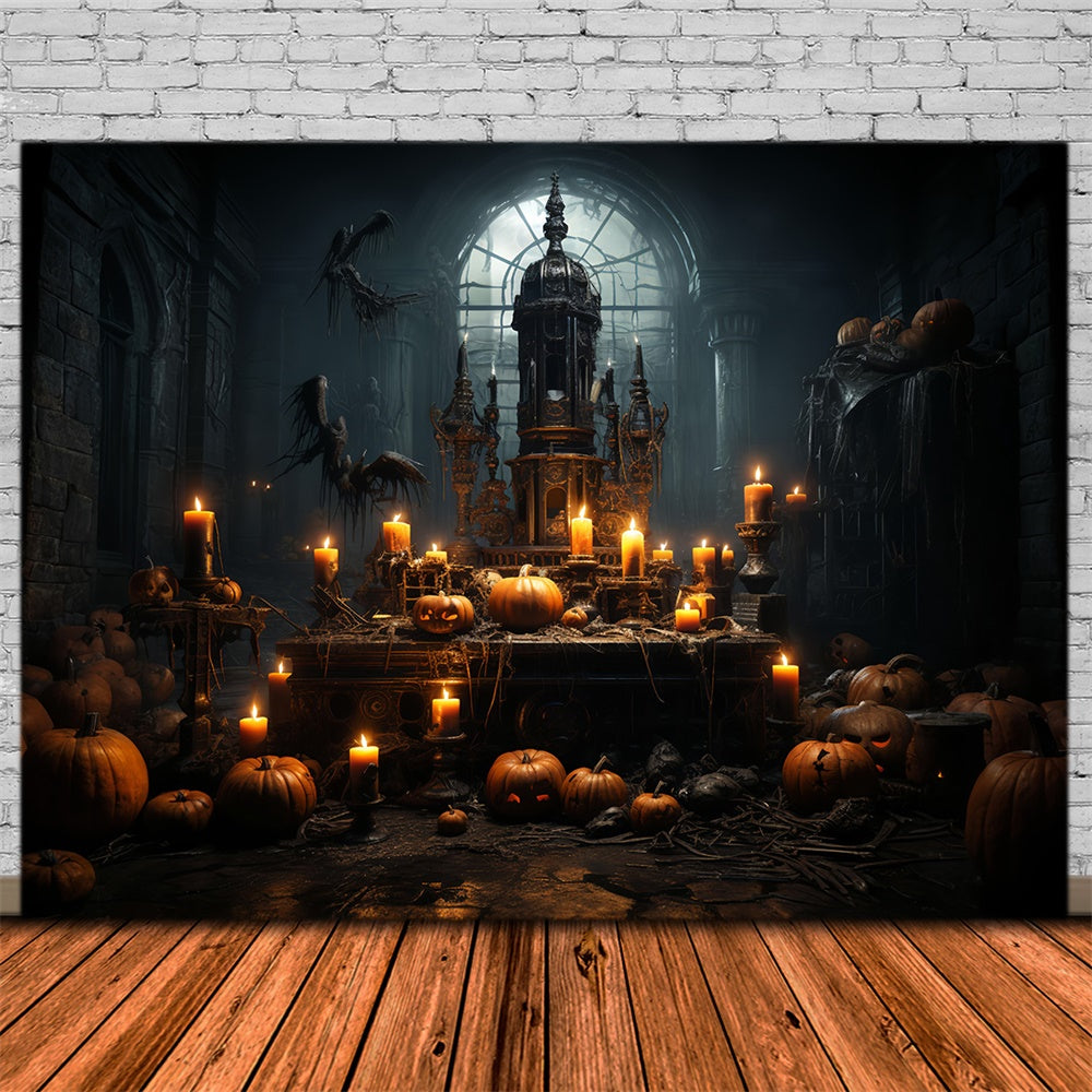 Sfondo Di Candele Per La Stanza Dell'Orrore Oscuro Di Halloween RR7-514