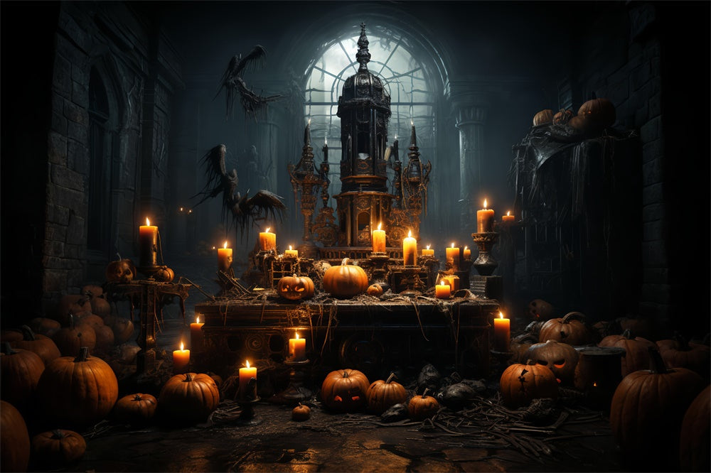 Sfondo Di Candele Per La Stanza Dell'Orrore Oscuro Di Halloween RR7-514