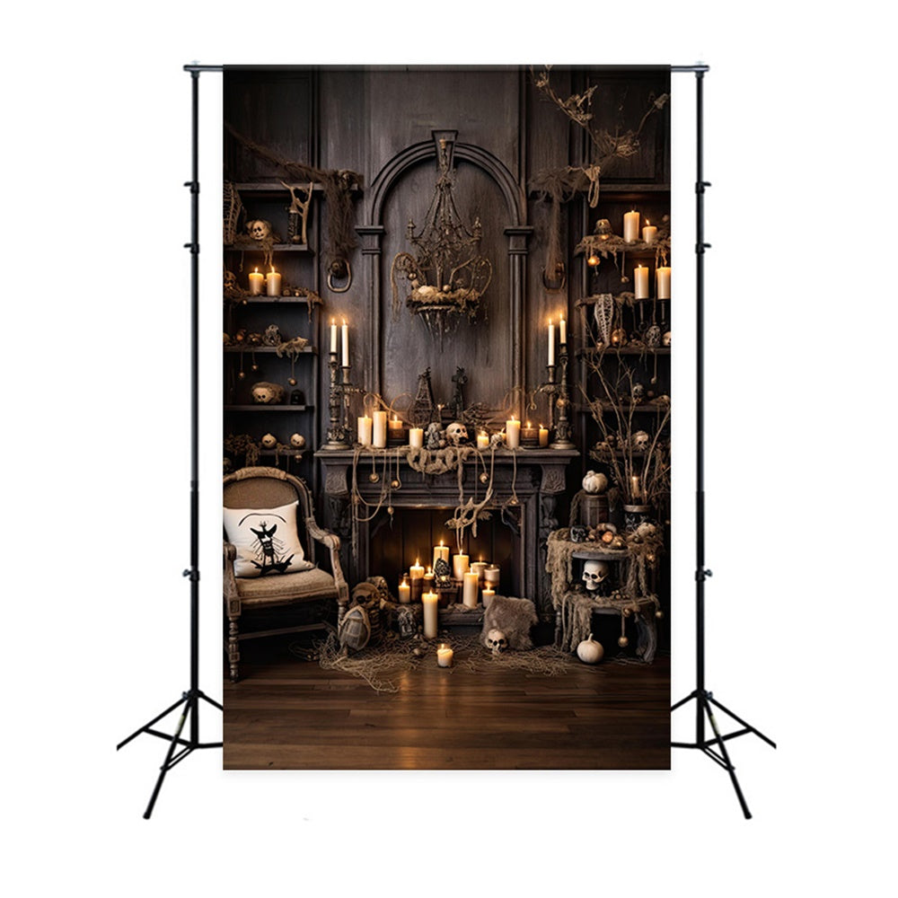 Sfondo Di Teschi Di Candele Di Halloween Old Room RR7-519
