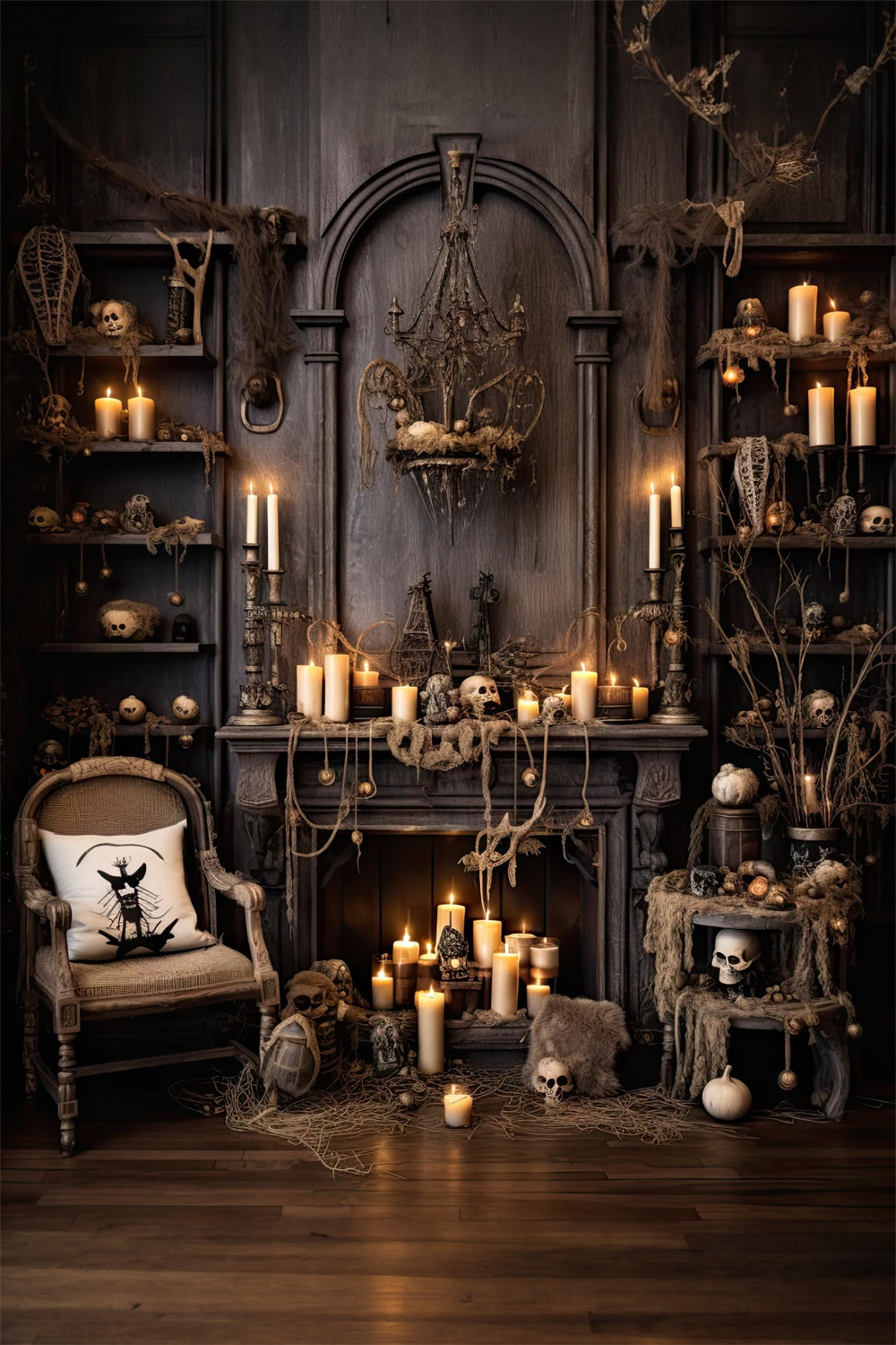 Sfondo Di Teschi Di Candele Di Halloween Old Room RR7-519