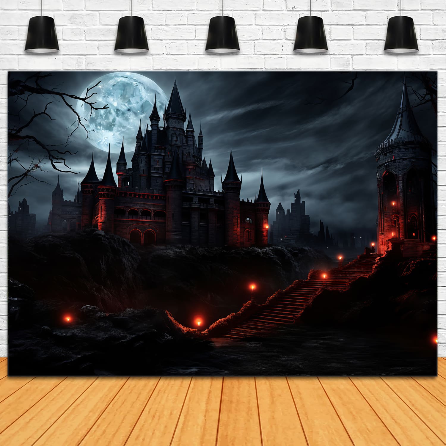 Sfondo Del Castello Misterioso Della Notte Di Halloween RR7-53