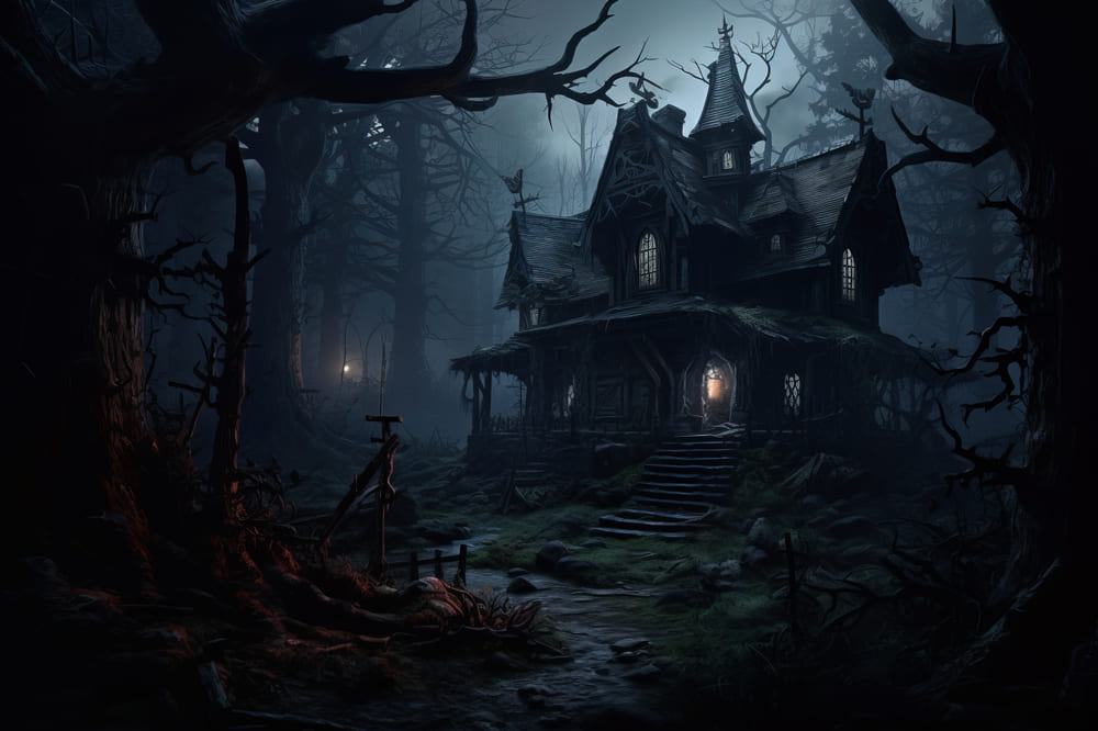 Sfondo Di Case Forestali Di Halloween Horror RR7-55