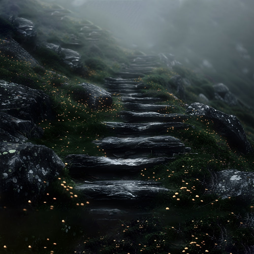 Affascinante Sfondo Del Pavimento Del Sentiero Nel Bosco Nebbioso RR7-559