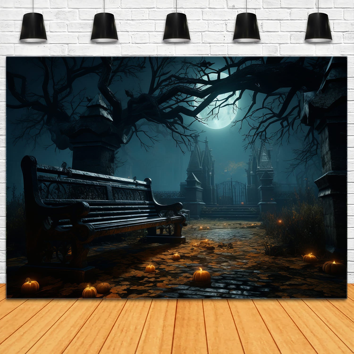 Sfondo Di Halloween Del Bivio Del Cimitero Spettrale RR7-56