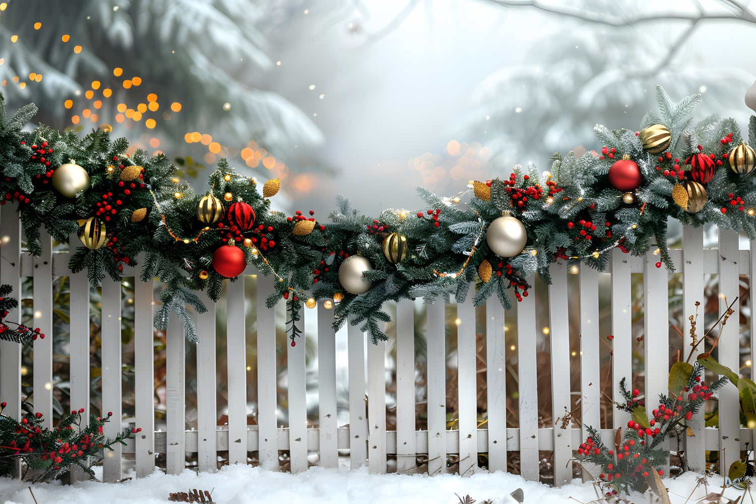 Sfondo Di Recinzione Ghirlanda Festiva Di Natale RR7-579