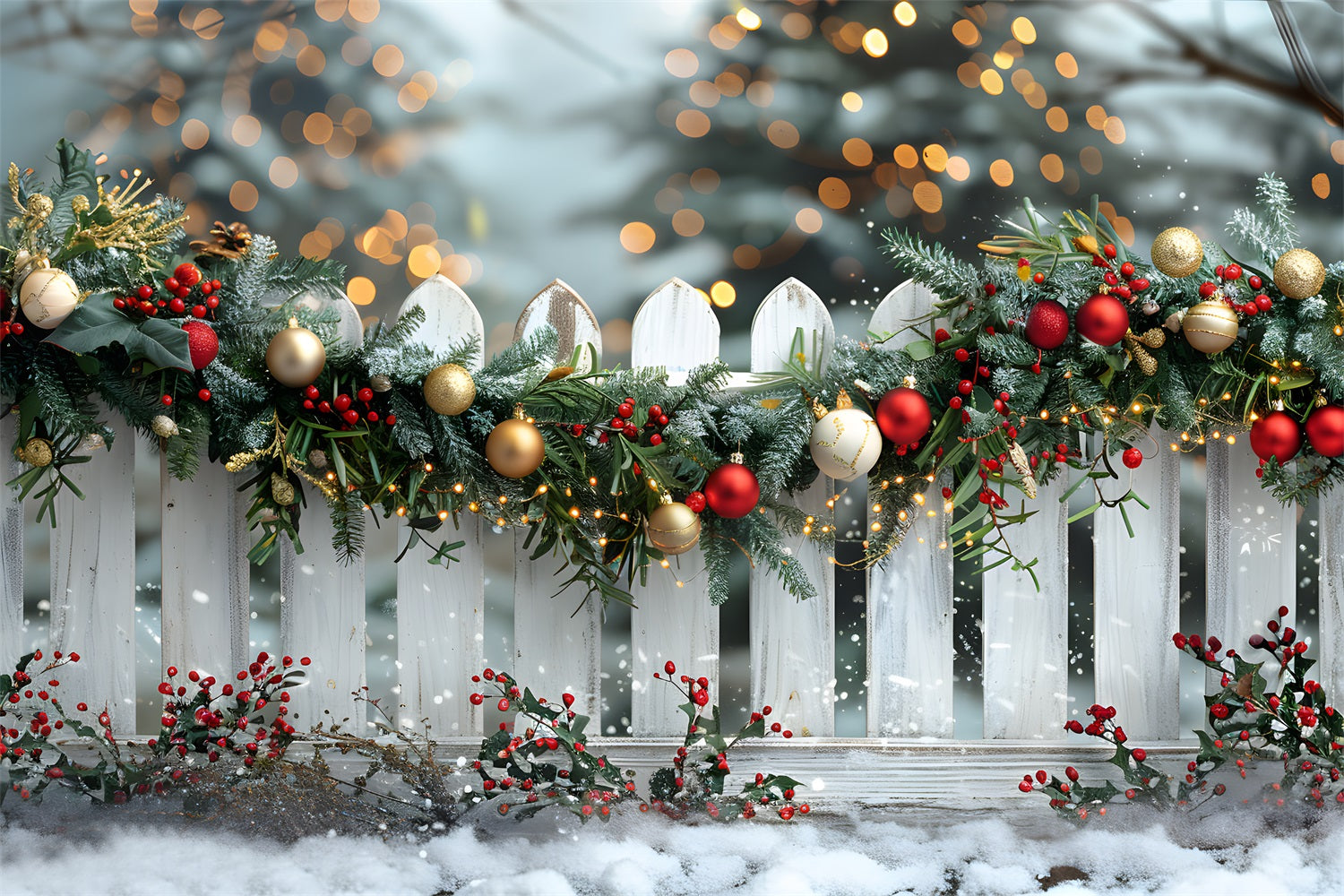 Sfondo Di Recinzione Ghirlanda Gioiosa Di Natale RR7-580