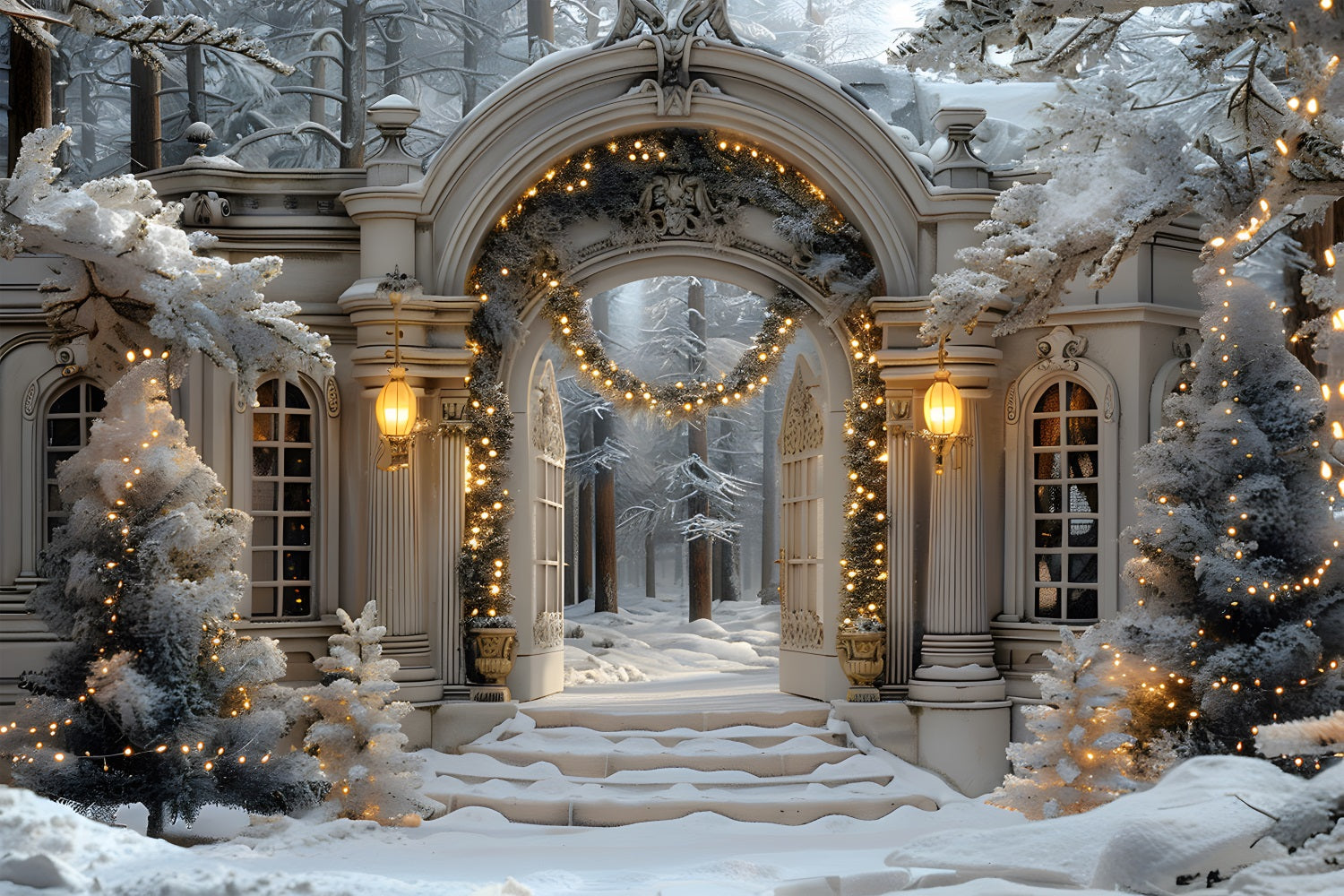 Sfondo Dell'Arco Di Natale Winter Wonderland RR7-593