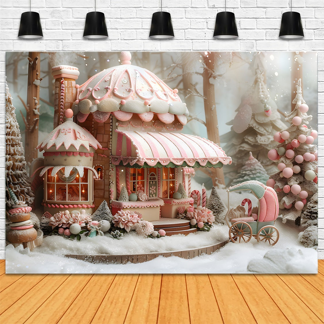 Sfondo Natalizio Stravagante Candy Cottage RR7-598
