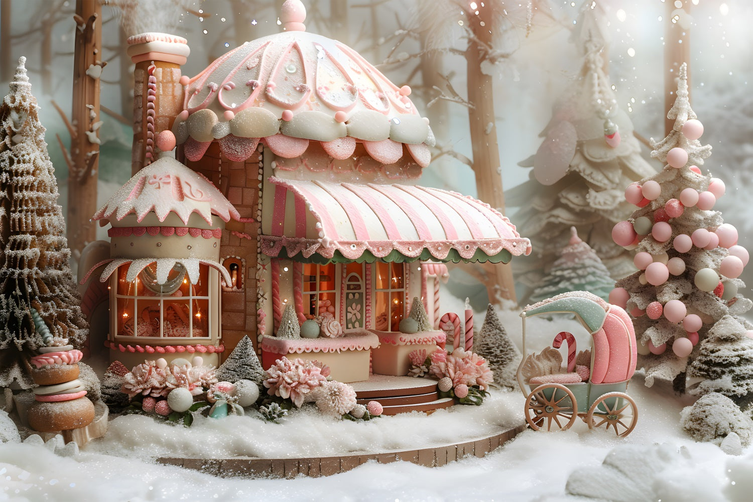 Sfondo Natalizio Stravagante Candy Cottage RR7-598