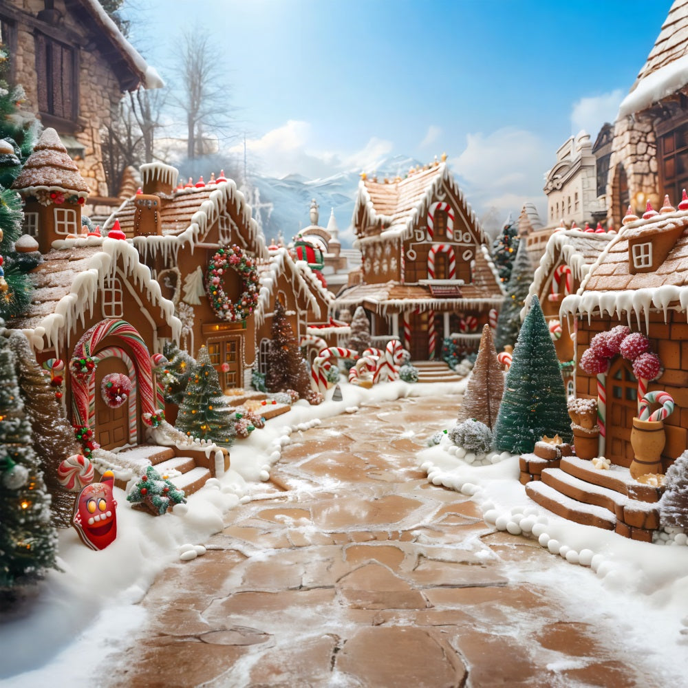 Sfondo Di Incantesimo Del Villaggio Di Pan Di Zenzero Di Natale RR7-607